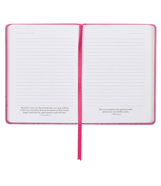 With God All Things Are Possible Pink Handy-Sized Faux Leather Journal | 粉紅色手提仿皮筆記本