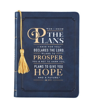 Christian Art Gifts For I Know the Plans Handy-sized Faux Leather Journal in Navy - Jeremiah 29:11 | 深藍色手提仿皮革日記本 - 耶利米書 29:11