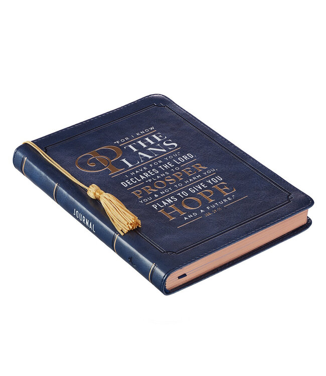 For I Know the Plans Handy-sized Faux Leather Journal in Navy - Jeremiah 29:11 | 深藍色手提仿皮革日記本 - 耶利米書 29:11