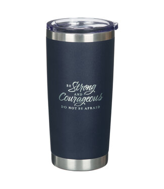 Christian Art Gifts Be Strong and Courageous Navy Stainless Steel Travel Tumbler - Joshua 1:9  「要剛強壯膽」海軍藍不銹鋼旅行保溫杯 - 約書亞記 1:9