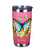 Pink Be Still Butterfly Stainless Steel Travel Tumbler - Psalm 46:10 粉紅色蝴蝶不銹鋼旅行保溫杯 - 詩篇 46:10