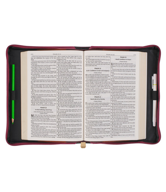 Trust in the LORD Floral Pomegranate Red Faux Leather Fashion Bible Cover - Proverbs 3:5 時尚仿皮聖經套