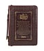 The LORD's Prayer Walnut and Burgundy Faux Leather Classic Bible Cover - Matthew 6: 9-13 《主禱文》核桃和酒紅色仿皮經典聖經套 - 馬太福音6:9-13
