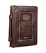 The LORD's Prayer Walnut and Burgundy Faux Leather Classic Bible Cover - Matthew 6: 9-13 《主禱文》核桃和酒紅色仿皮經典聖經套 - 馬太福音6:9-13