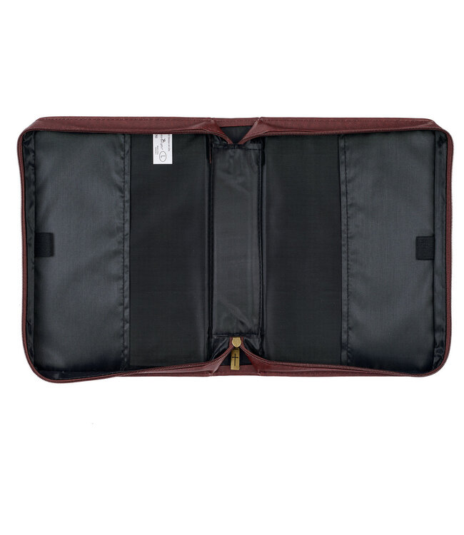 The LORD's Prayer Walnut and Burgundy Faux Leather Classic Bible Cover - Matthew 6: 9-13 仿皮拉鏈聖經套