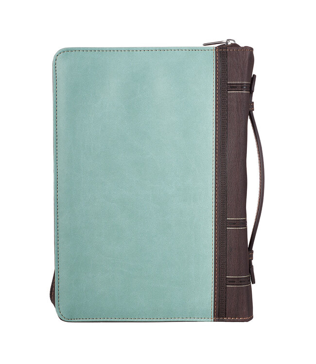 Blessed Light Blue Faux Leather Fashion Bible Cover - Luke 1:45 時尚仿皮聖經套