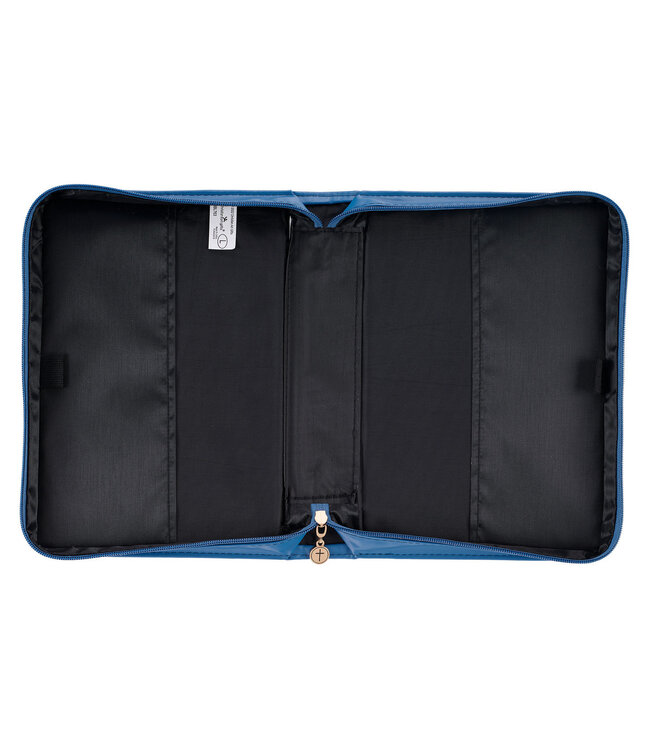 The Kingdom of God Two-tone Blue Faux Leather Fashion Bible Cover - Matthew 6:33 《上帝的國度》雙色藍仿皮時尚聖經套 - 馬太福音6:33