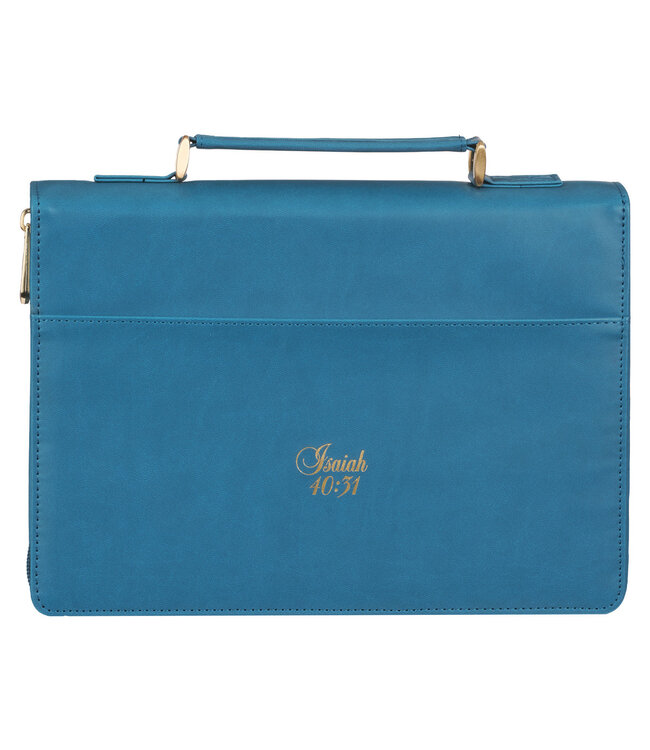 Hope in the LORD Floral Mediterranean Blue Faux Leather Fashion Bible Cover 時尚仿皮聖經套