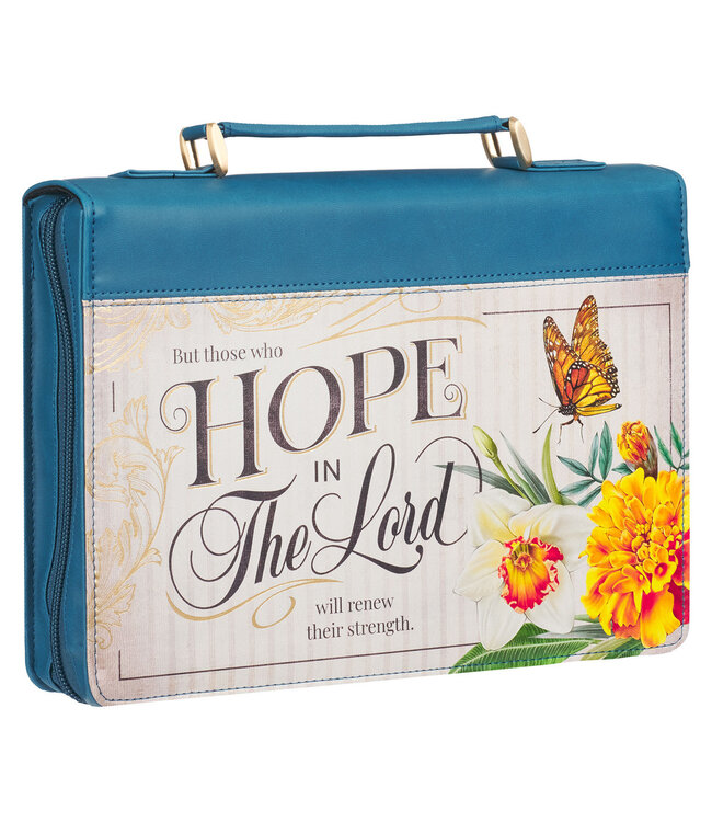 Hope in the LORD Floral Mediterranean Blue Faux Leather Fashion Bible Cover 時尚仿皮聖經套