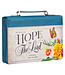 Hope in the LORD Floral Mediterranean Blue Faux Leather Fashion Bible Cover 花卉地中海藍仿皮時尚聖經套