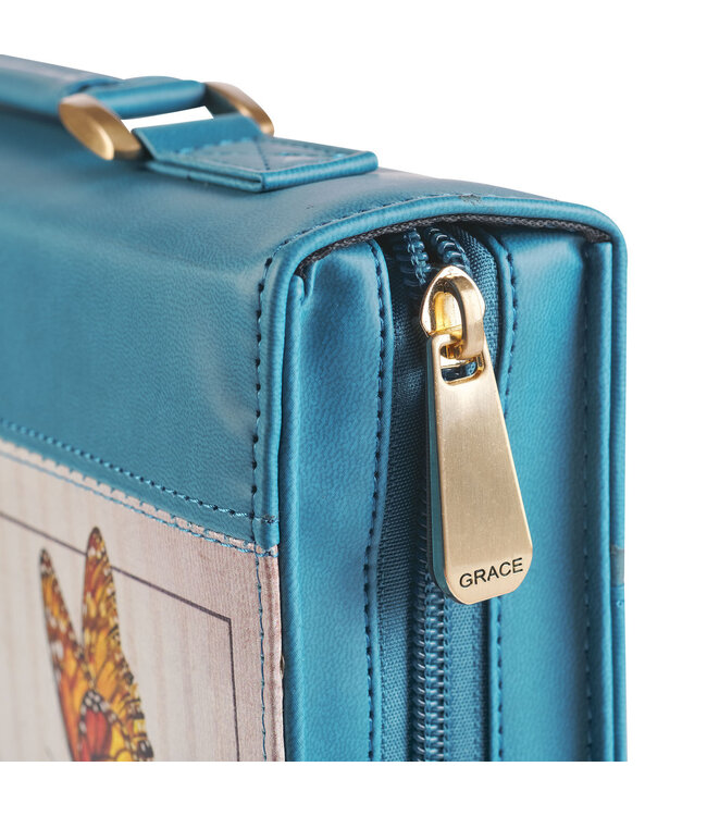 Hope in the LORD Floral Mediterranean Blue Faux Leather Fashion Bible Cover 時尚仿皮聖經套