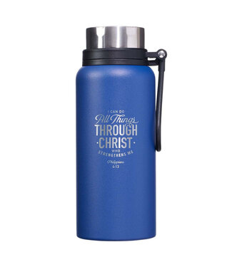 Christian Art Gifts Stainless Steel Water Bottle All Things Through Christ Phil. 4:13  不銹鋼保溫瓶 - 腓立比書 4:13