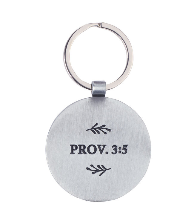 Trust Honey-brown and Navy Epoxy-coated Metal Keychain - Proverbs 3:5 金屬鑰匙圈 - 箴言 3:5