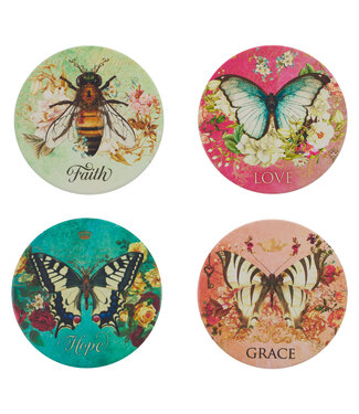 Christian Art Gifts Secret Garden 4-piece Ceramic Coaster Set 秘密花園4片陶瓷杯墊套裝
