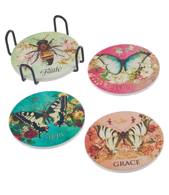 Secret Garden 4-piece Ceramic Coaster Set 秘密花園4片陶瓷杯墊套裝