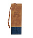 Be Strong and Courageous Butterscotch and Navy Faux Leather Bookmark - Joshua 1:9 牛油糖和海軍藍色仿皮書籤 - 約書亞記1:9