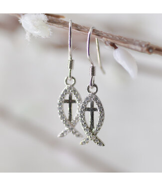 Eden Merry Jewelry Designer Earrings - Ichthus/Cross 魚十字耳環