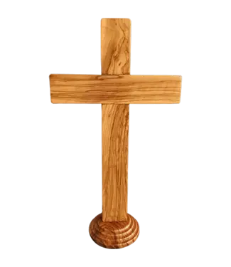 Logos Trading Post Holy Land 15" Genuine Olive Wood Standing Cross 15吋聖地橄欖木座台十字架