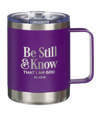 Christian Art Gifts Be Still and Know Purple Camp-style Stainless Steel Mug - Psalm 46:10 紫色露營風格不銹鋼馬克杯