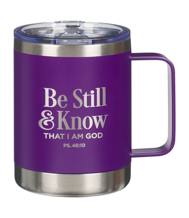 Be Still and Know Purple Camp-style Stainless Steel Mug - Psalm 46:10 紫色露營風格不銹鋼馬克杯