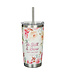 Be Still and Know Bright Floral Stainless Steel Travel Tumbler with Stainless Steel Straw - Psalm 46:10 明亮花卉不鏽鋼旅行保溫杯（配不銹鋼吸管）
