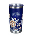 I Can Do All Things Through Christ Honey-brown and Navy Floral Stainless Steel Travel Tumbler - Philippians 4:13 蜂蜜棕色和海軍藍色花卉不銹鋼旅行杯