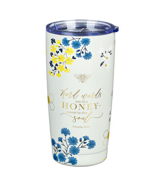 Christian Art Gifts Kind Words are Like Honey Stainless Steel Travel Tumbler - Proverbs 16:24 不銹鋼旅行保溫杯