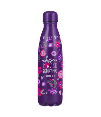 Christian Art Gifts Chosen Loved Beautiful Purple Stainless Steel Water Bottle - 1 Peter 2:9 紫色不鏽鋼保溫瓶