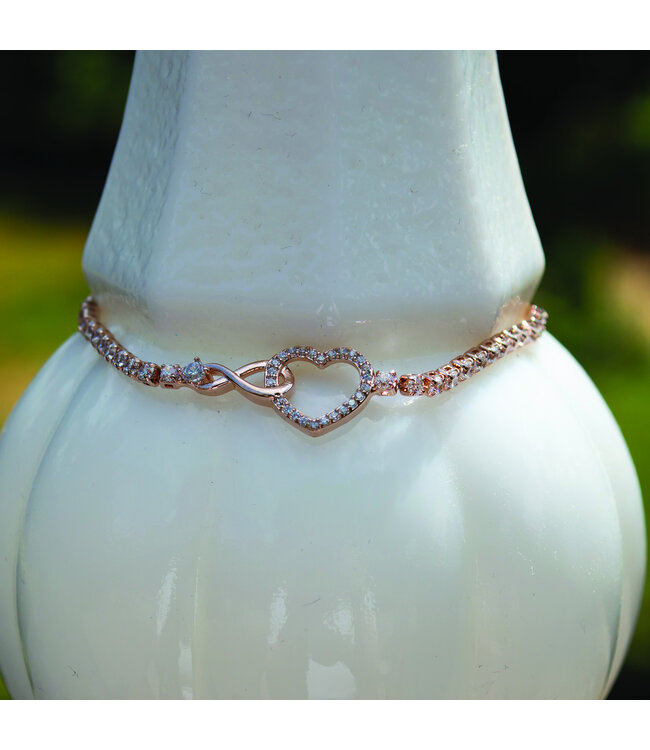 Adjustable Bracelets - Infinity Heart Rose Gold Bracelet 玫瑰金色手鐲——無限的心