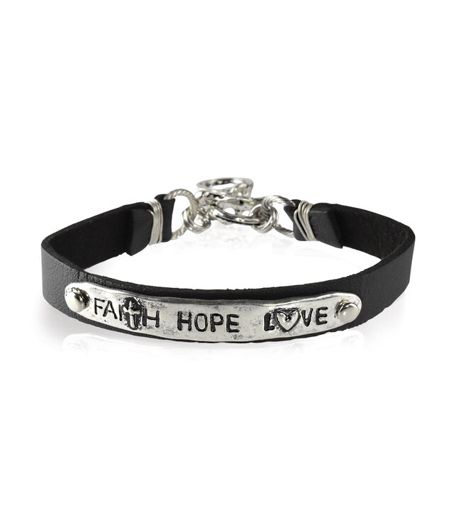Faith Hope Love Bracelet 皮革手鐲—信望愛