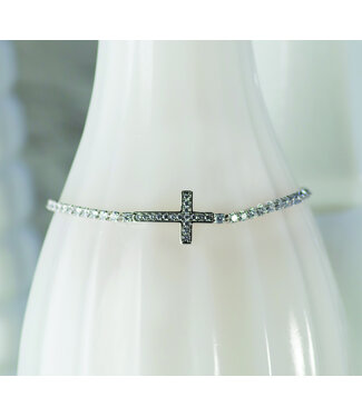Eden Merry Jewelry Cross Silver Bracelet 銀色鑲石手鐲—閃石十字架