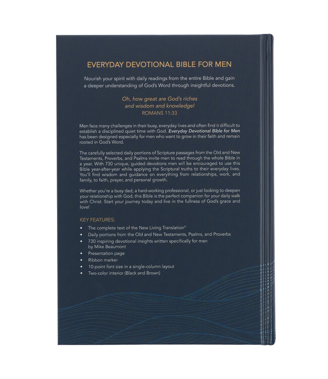 Navy Wave Hardcover NLT Everyday Devotional Bible for Men