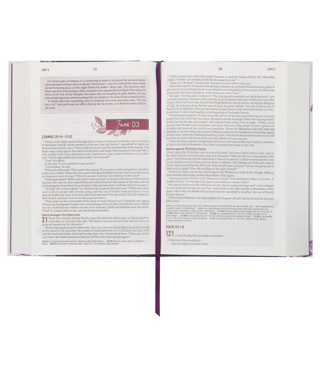 Purple Floral Hardcover NLT Everyday Devotional Bible for Women