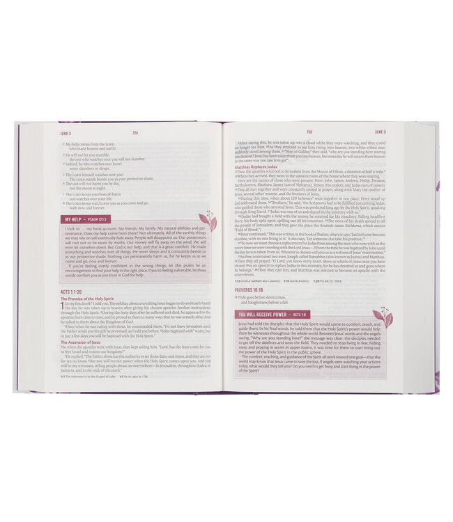 Purple Floral Hardcover NLT Everyday Devotional Bible for Women