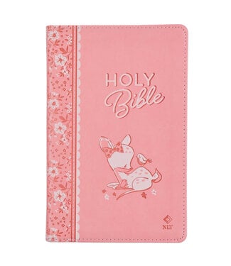 Christian Art Gifts Pink Faux Leather NLT Baby Keepsake Bible for Girls