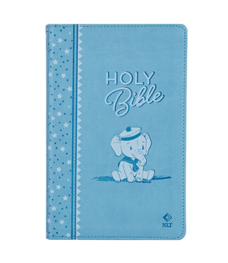 Christian Art Gifts Blue Faux Leather NLT Keepsake Bible for Boys