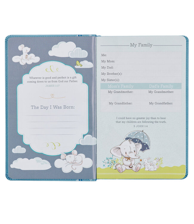 Blue Faux Leather NLT Keepsake Bible for Boys