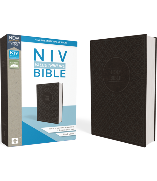 NIV Value Thinline Bible (Comfort Print)-Charcoal/Black Leathersoft