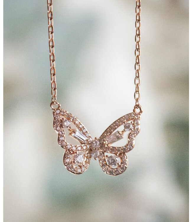 Grace Collection - Butterfly Necklace-Rose Gold 【恩典系列】玫瑰金色蝴蝶項鍊
