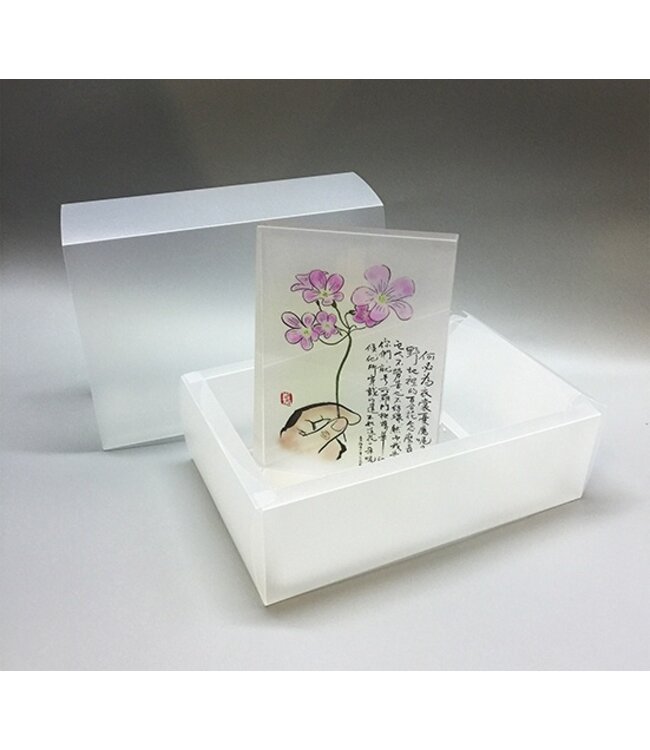 書法嘉水晶座：五個麻雀