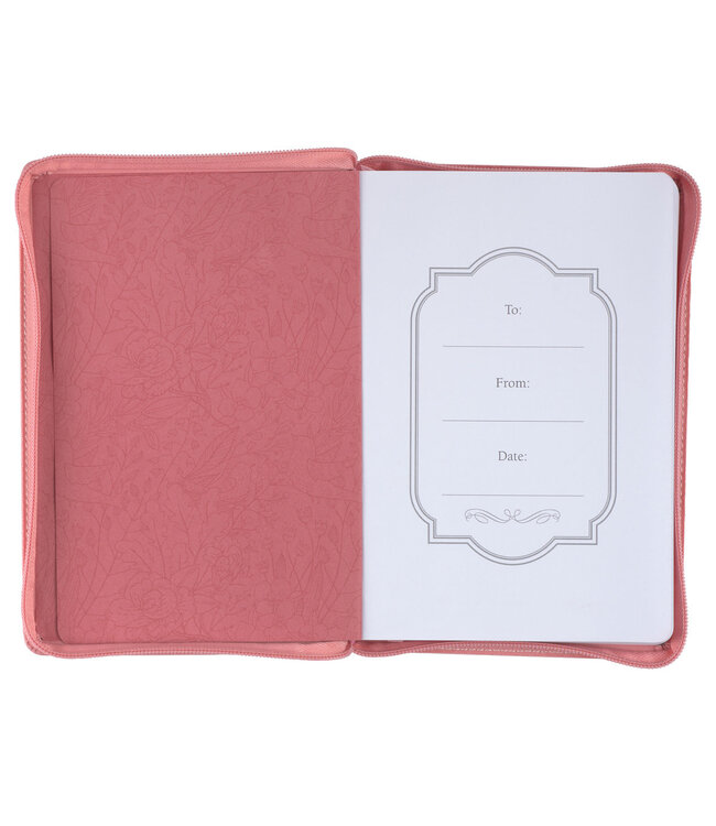 Trust With All Your Heart Pink Faux Leather Classic Journal with Zipper Closure - Proverbs 3:5-6 | 仿皮拉鍊封口日記本