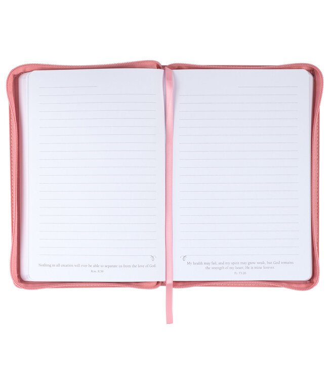 Trust With All Your Heart Pink Faux Leather Classic Journal with Zipper Closure - Proverbs 3:5-6 | 仿皮拉鍊封口日記本