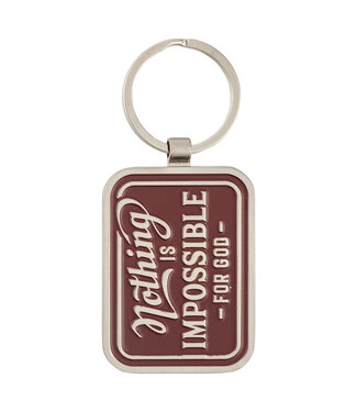 Christian Art Gifts Nothing is Impossible Vintage Red Metal Keychain - Luke 1:37