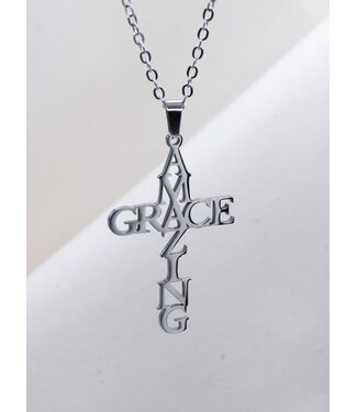 Eden Merry Jewelry Scripted Collection - Amazing Grace Cross Necklace 【恩典系列】奇異恩典十字架項鍊