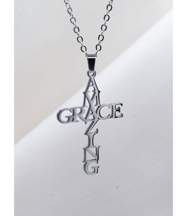 Scripted Collection - Amazing Grace Cross Necklace 【恩典系列】奇異恩典十字架項鍊