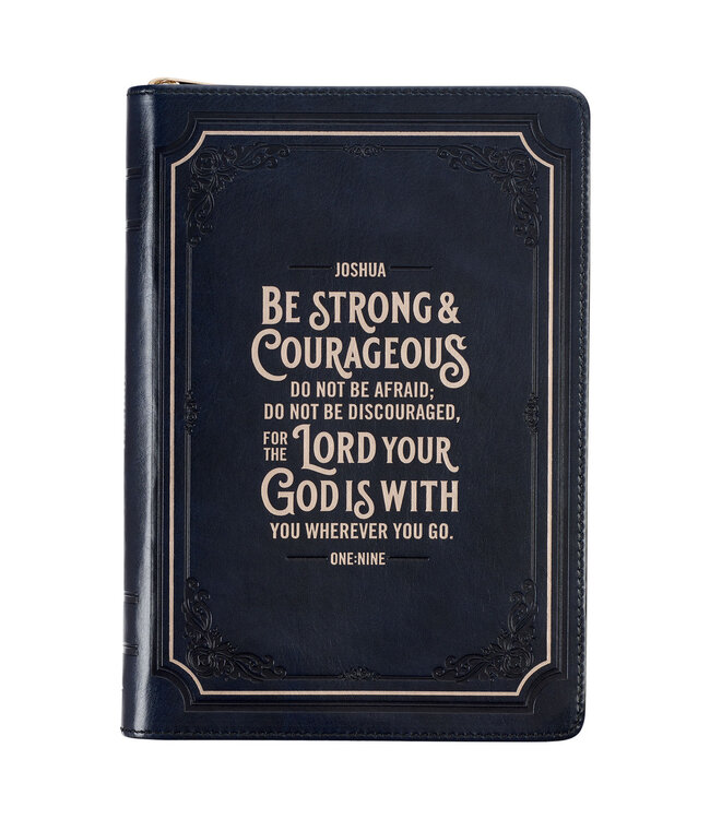 Be Strong and Courageous Midnight Blue Classic Journal with Zippered Closure - Joshua 1:9 | 仿皮拉鍊封口日記本