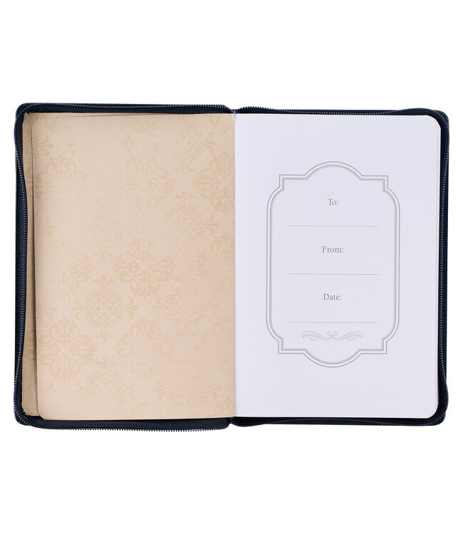 Be Strong and Courageous Midnight Blue Classic Journal with Zippered Closure - Joshua 1:9 | 仿皮拉鍊封口日記本