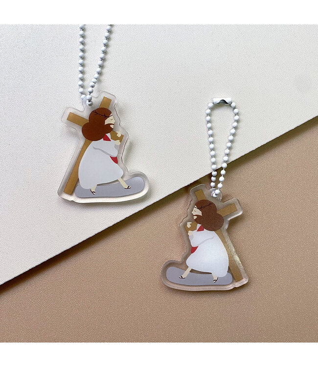 手繪壓克力耶穌吊飾——背負十架