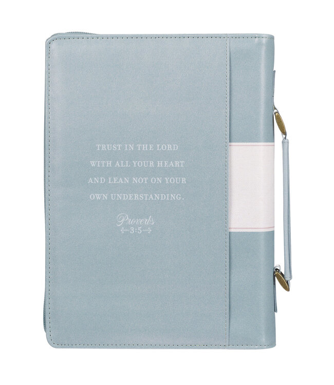 Trust in the Lord Pearlescent Pewter Floral Fashion Bible Cover - Proverbs 3:5 時尚仿皮聖經套