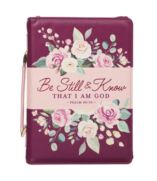 Christian Art Gifts Be Still and Know Pearlescent Plum Fashion Bible Cover - Psalm 46:10 時尚仿皮聖經套